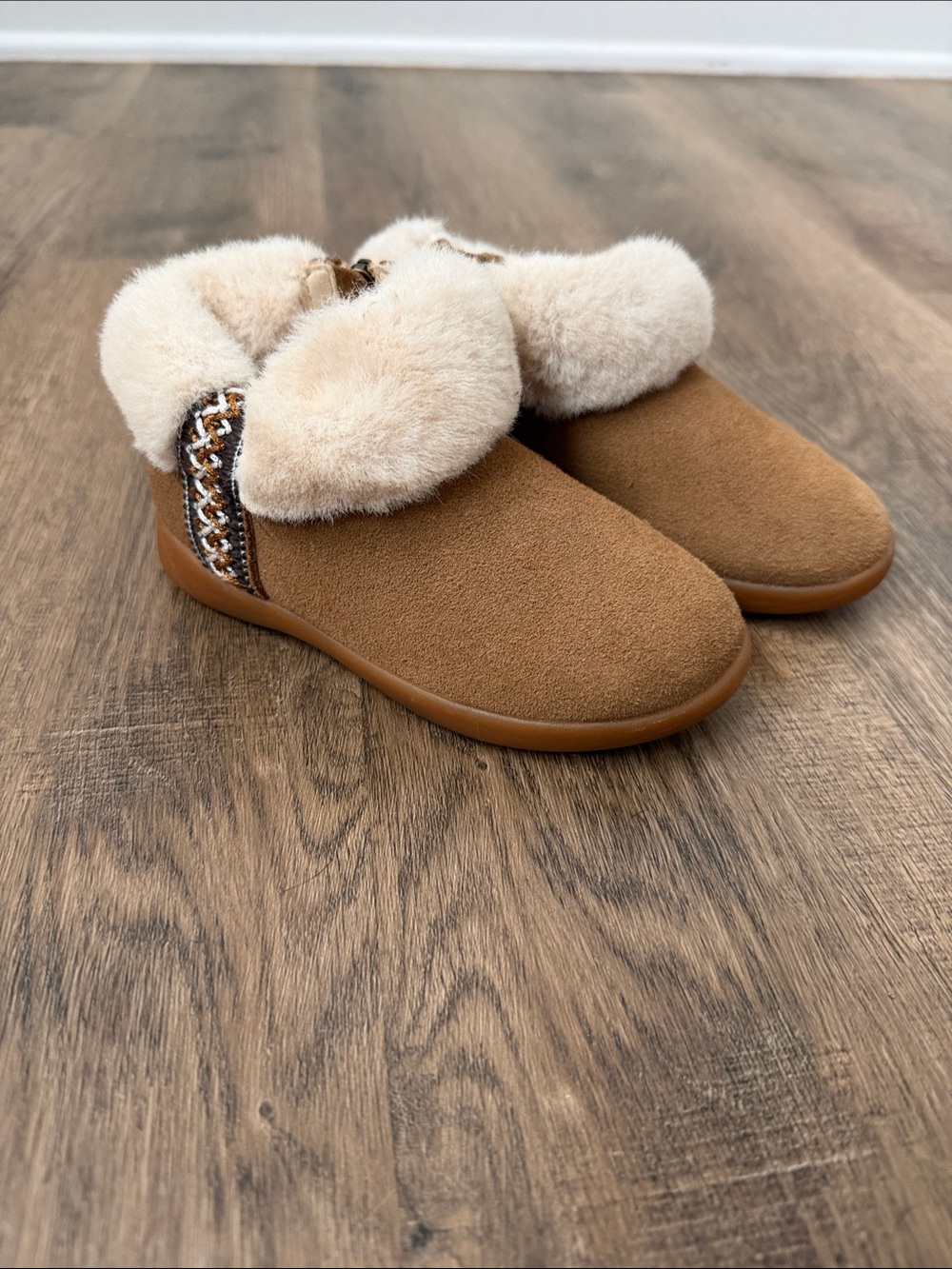 UGG Kids Brown Suede Fur Ankle Boots Size 9